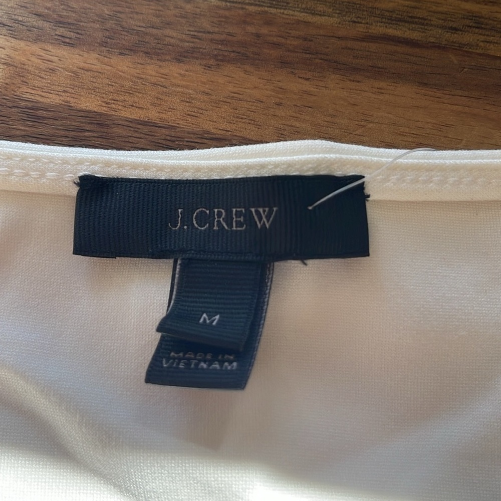 J. Crew White Velvet Trim Peplum Sleeveless Top. Size M. P4/A - Picture 4 of 5